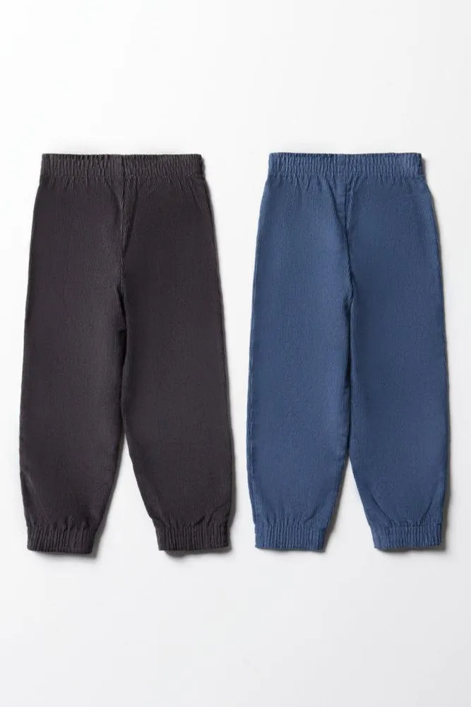 2 Pack Corduroy Pants Blue & Dark Grey