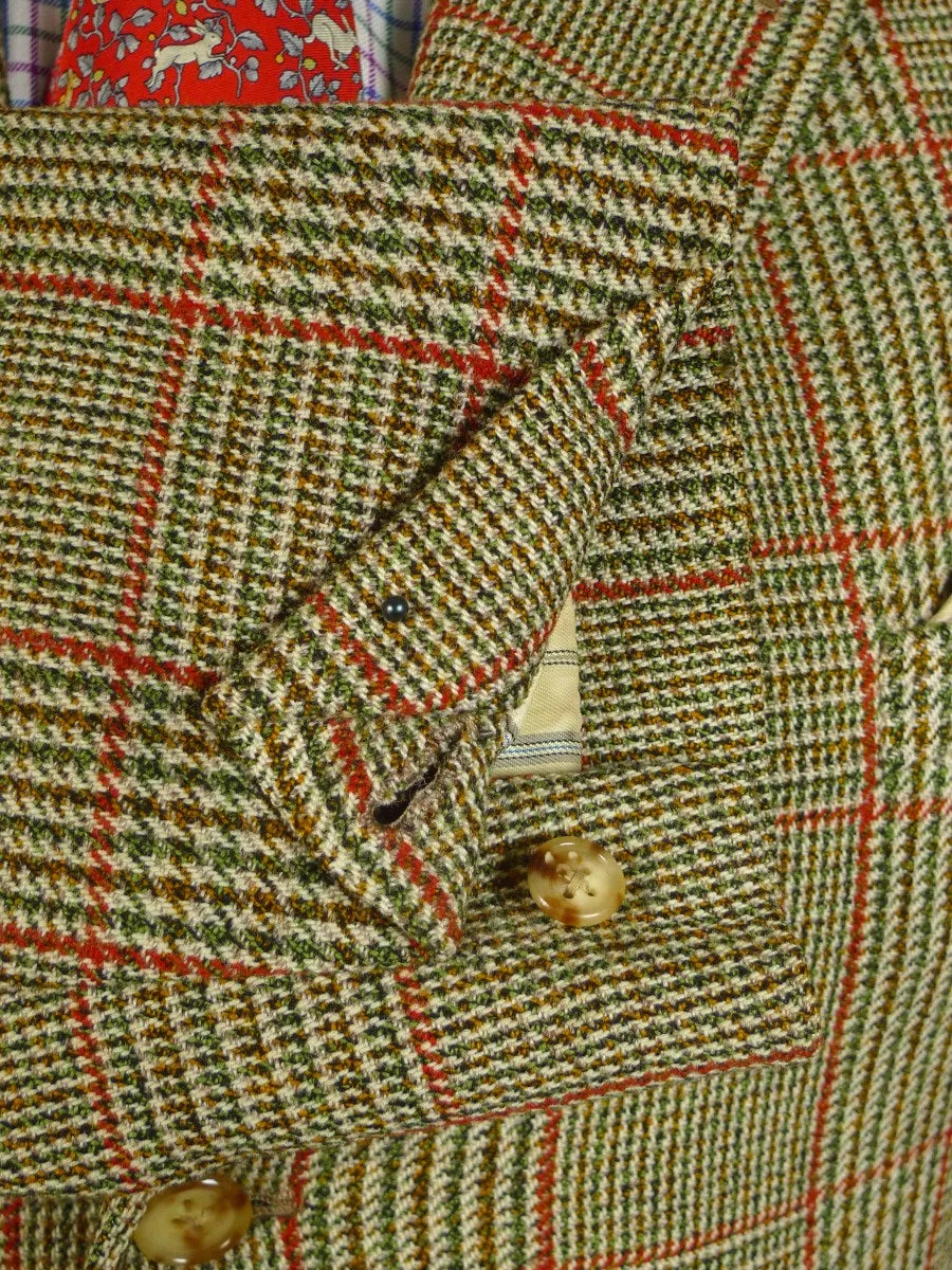 24/0468 vintage 1962 bernard weatherill savile row bespoke heavyweight glen check tweed hacking jacket w/ action back 42 long