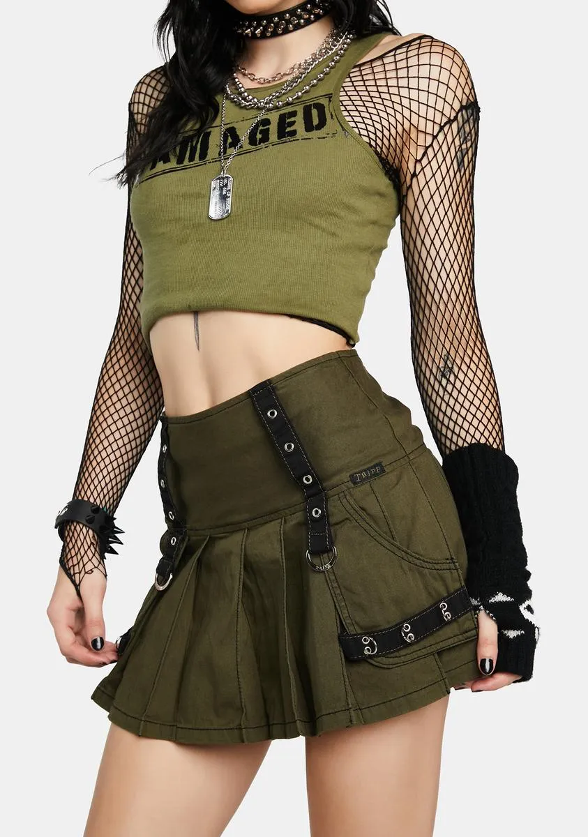 Army Multi Eyelet Pleated Skirt