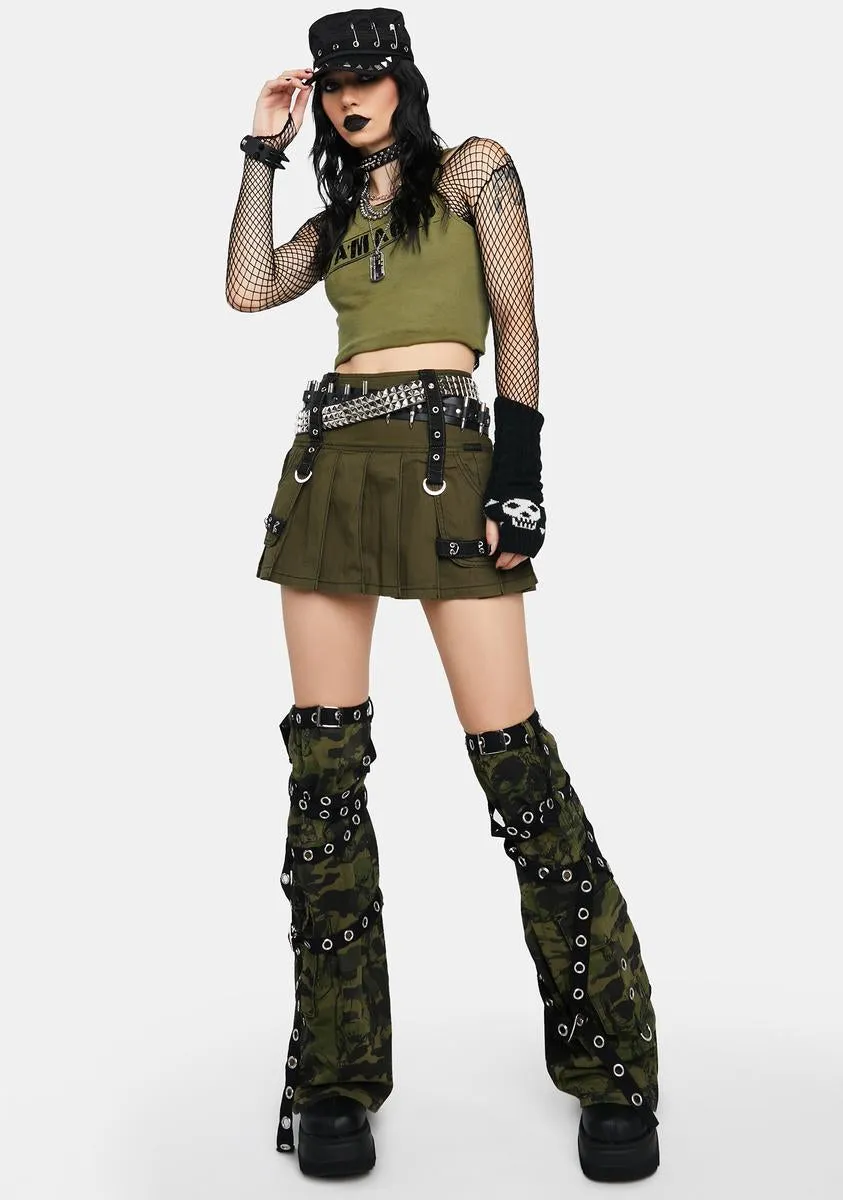 Army Multi Eyelet Pleated Skirt