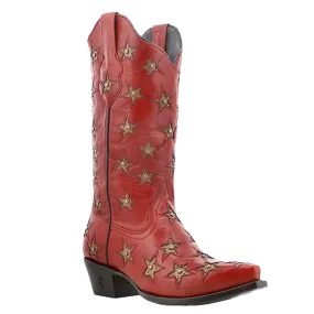 Black Star Ladies Western Marfa Snip Toe Red Bone Boots WBSN001