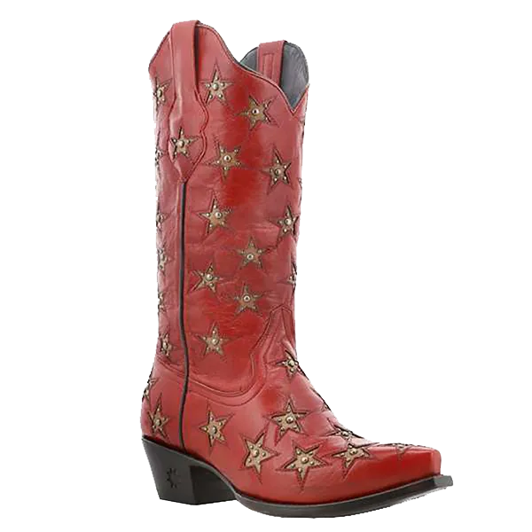 Black Star Ladies Western Marfa Snip Toe Red Bone Boots WBSN001