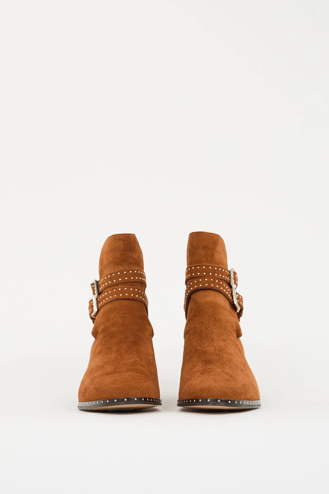 Brown Suede Studded Ankle Boot