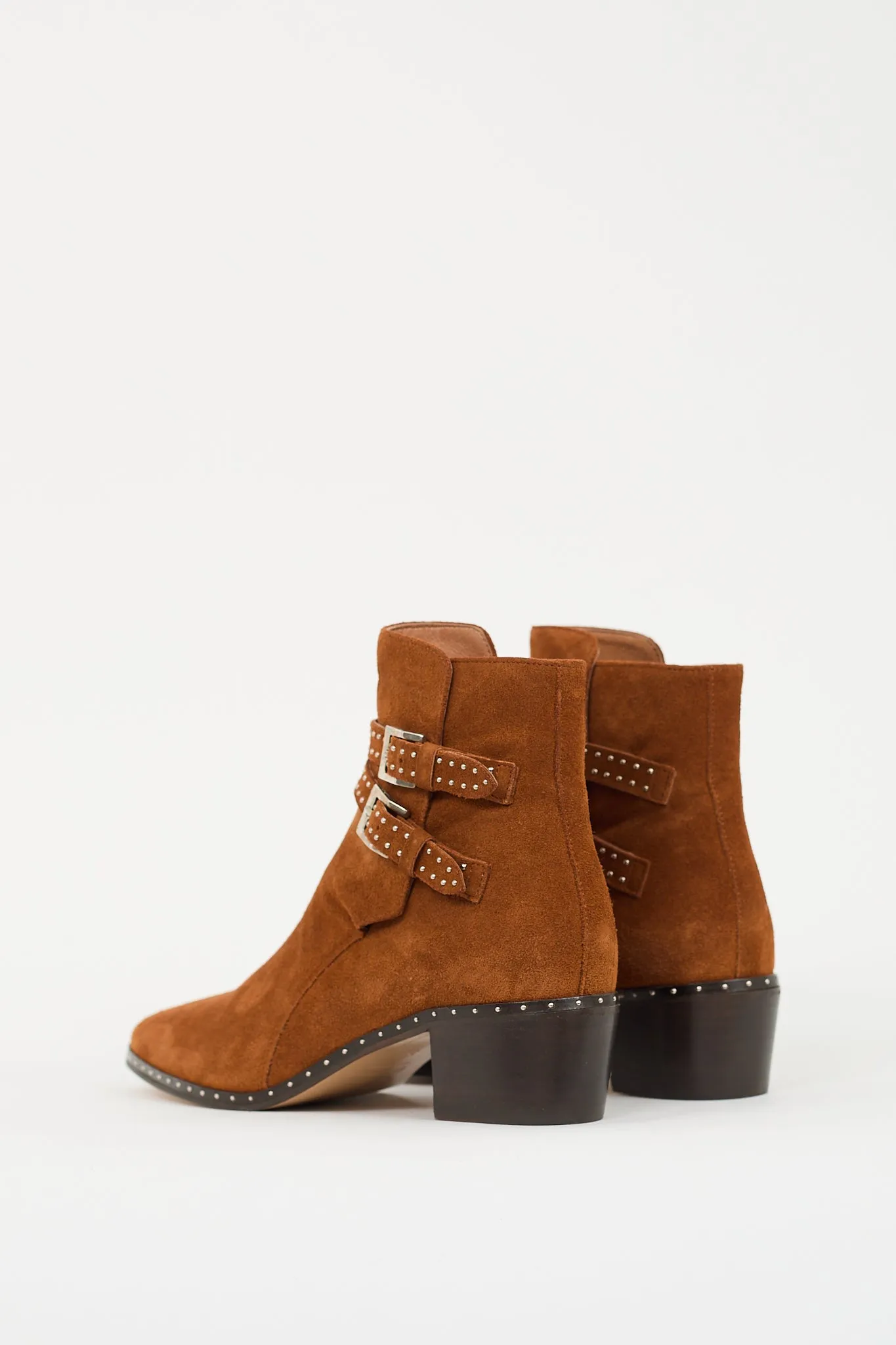 Brown Suede Studded Ankle Boot