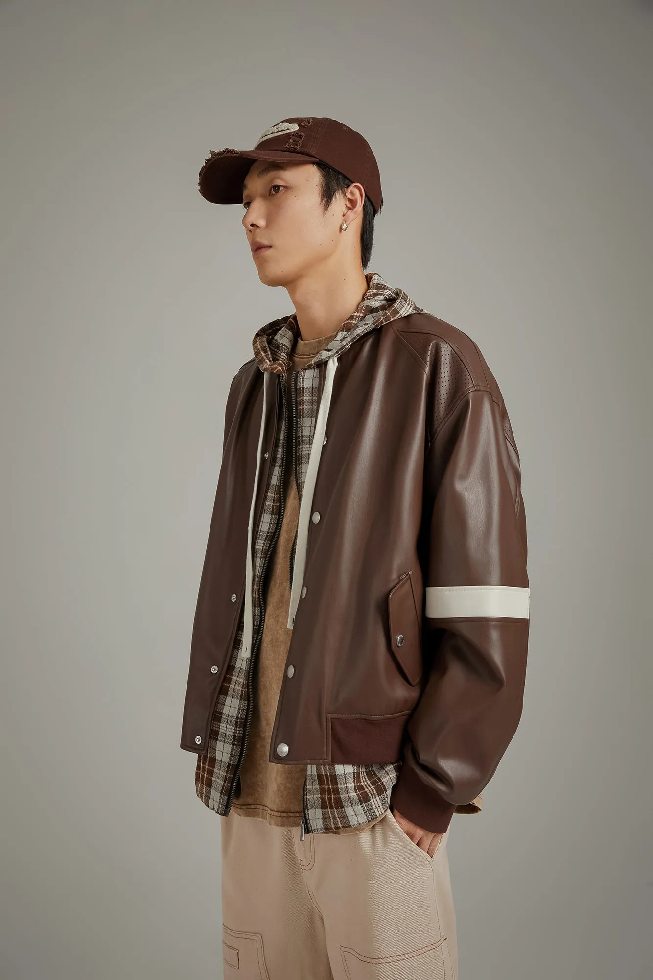 Color Varsity Leather Jacket