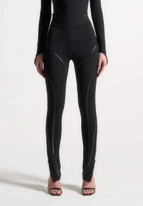 Contrast Contour Leggings - Black