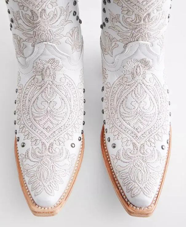 Corral Ladies White Studded Western Boots L6063