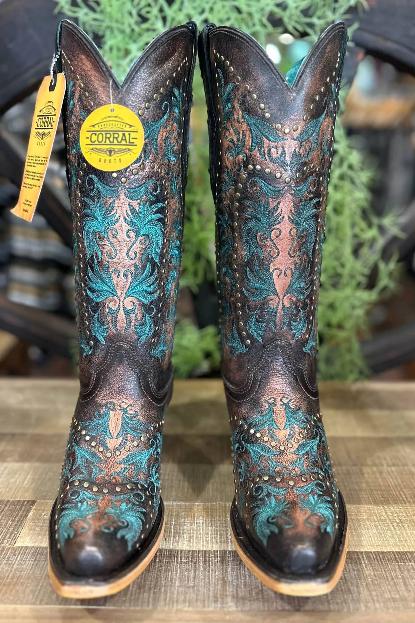 Corral Turquoise 'n Bronze Studded Boots