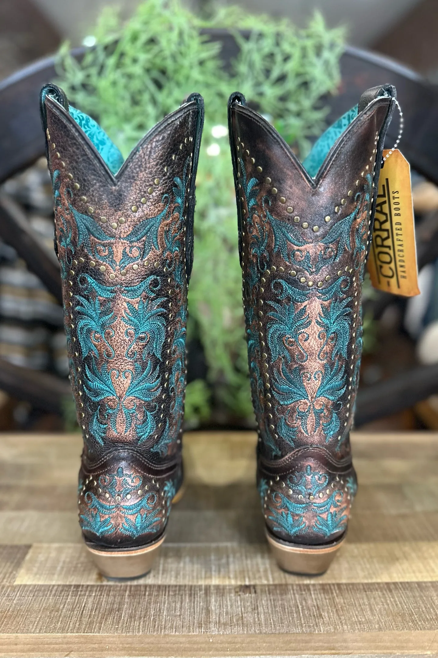 Corral Turquoise 'n Bronze Studded Boots