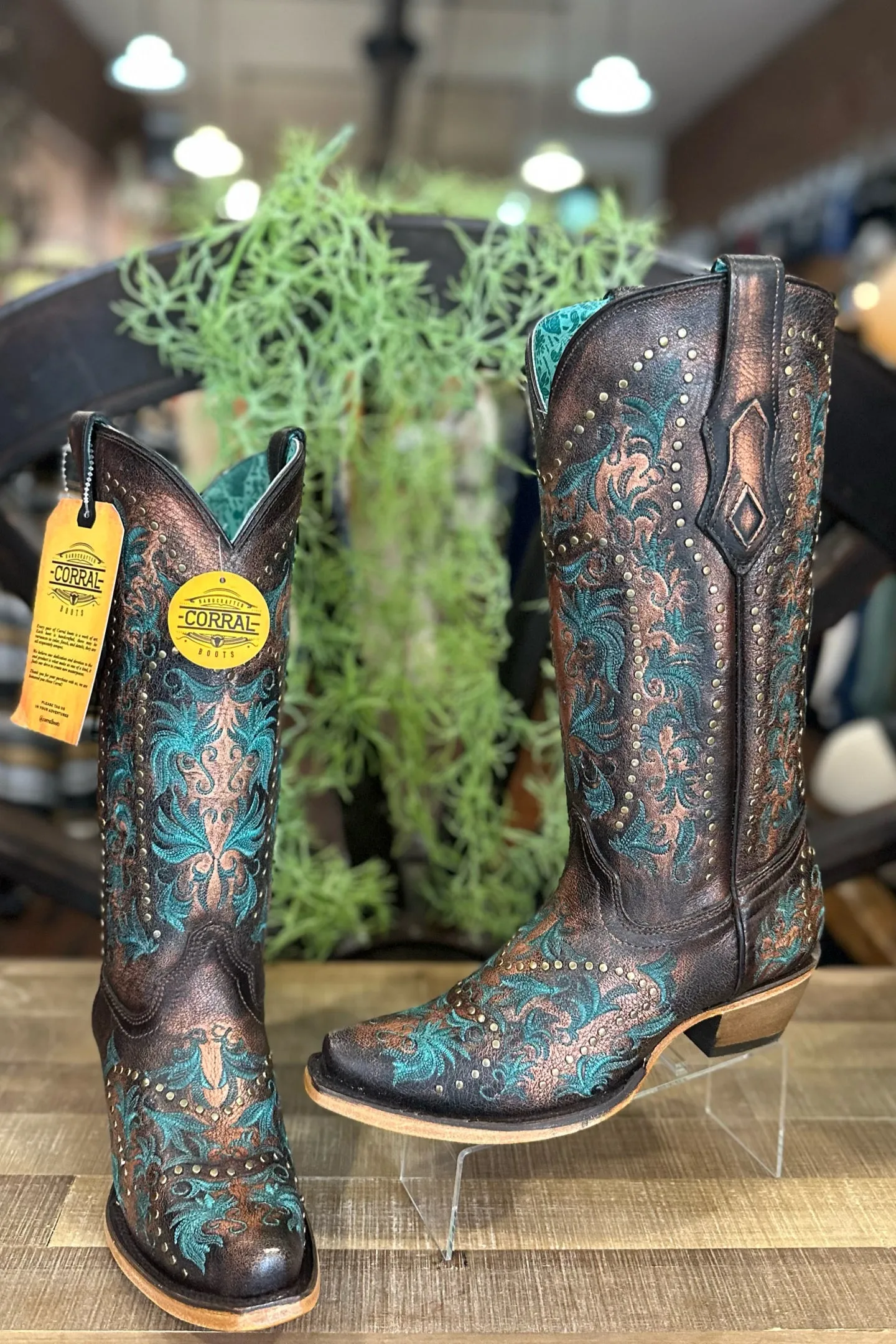 Corral Turquoise 'n Bronze Studded Boots