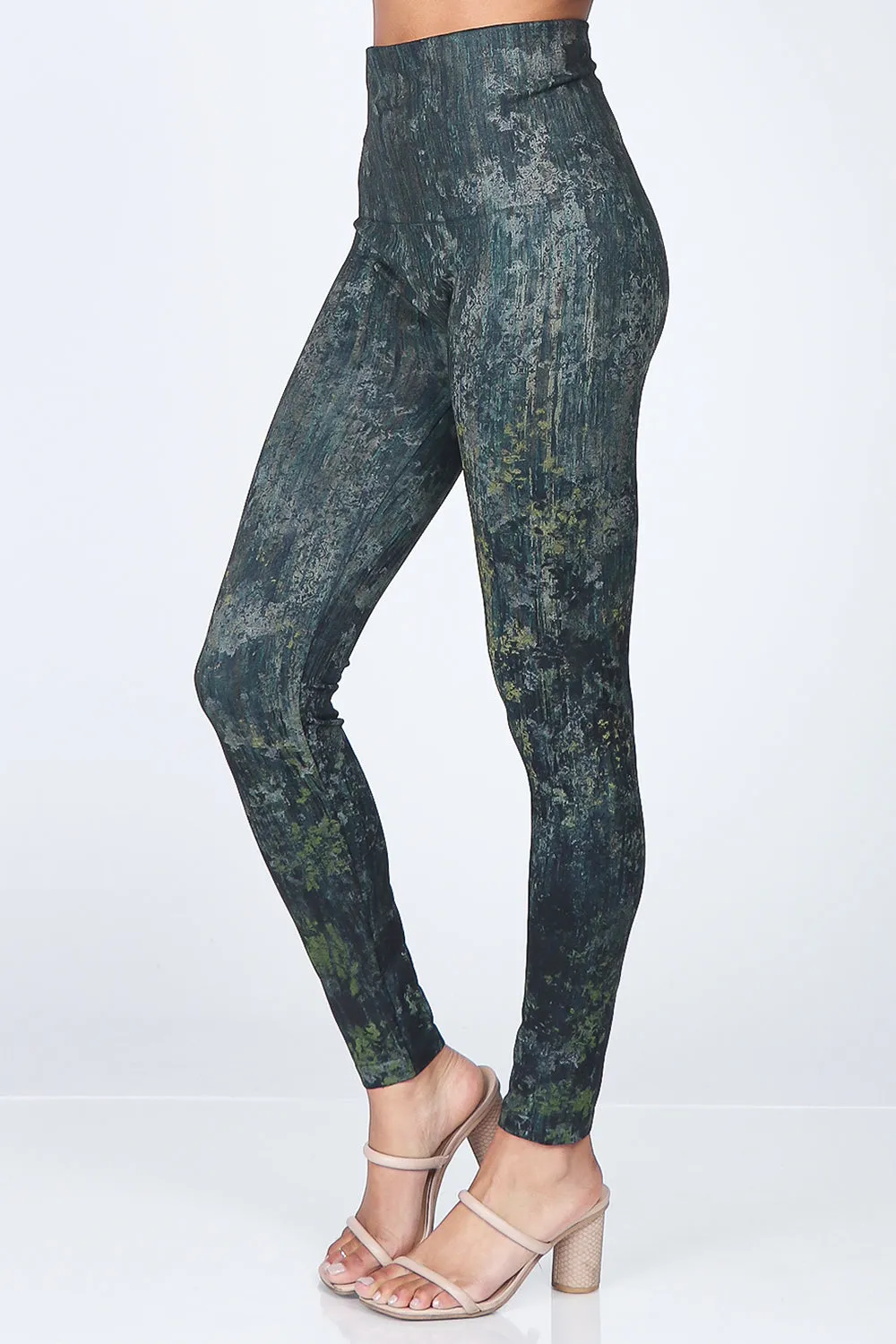 Dappled Floral Cascade Print Leggings in Rosemary