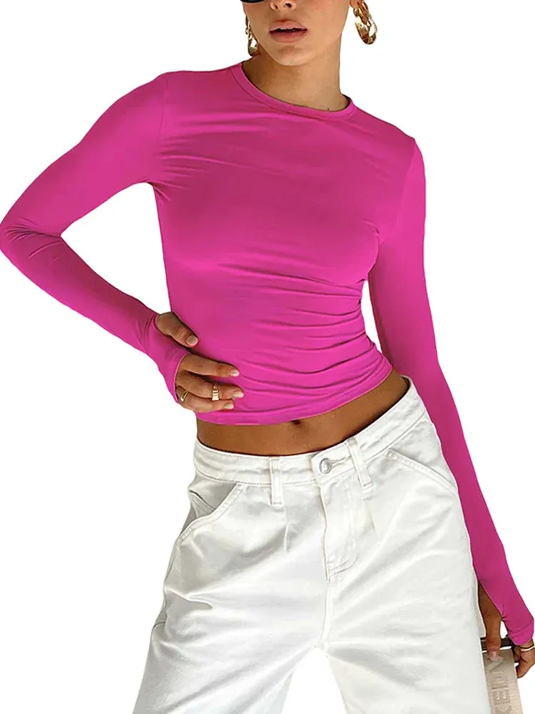 Fashion Crew Neck Solid Daily Camis Crop Top