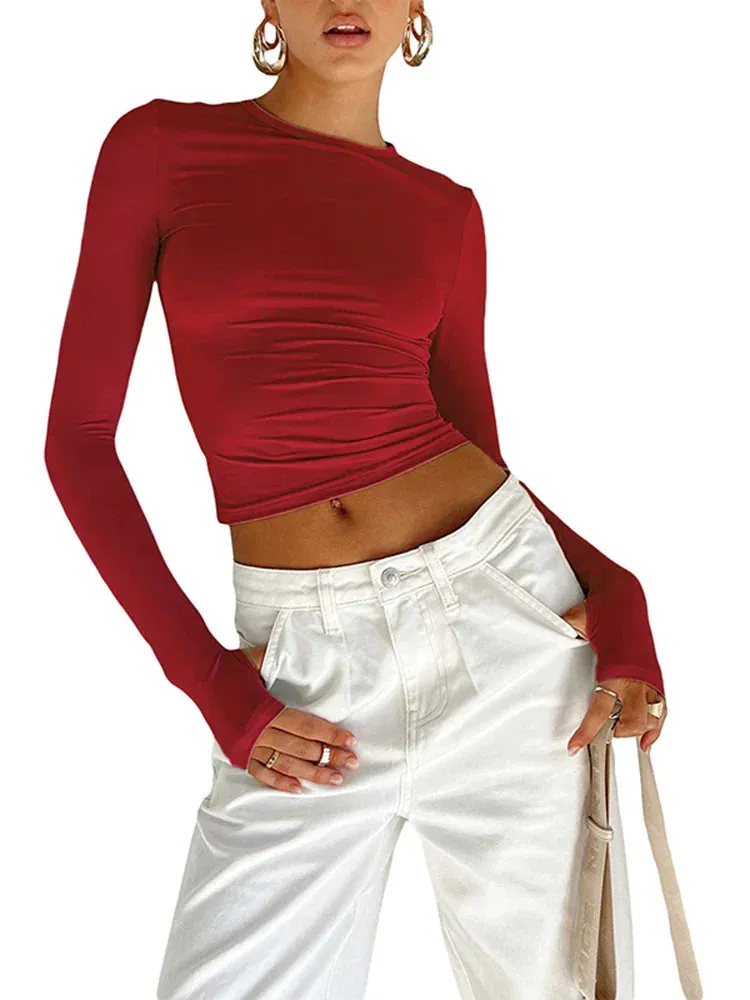 Fashion Crew Neck Solid Daily Camis Crop Top