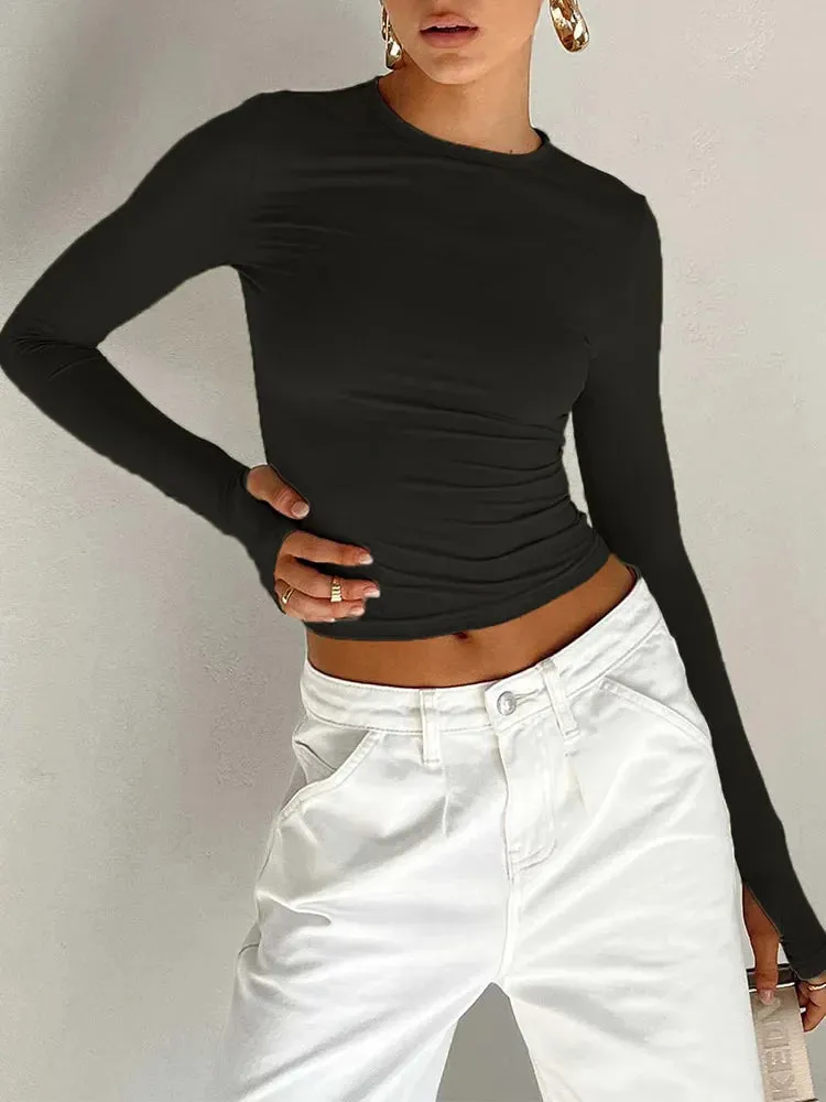 Fashion Crew Neck Solid Daily Camis Crop Top