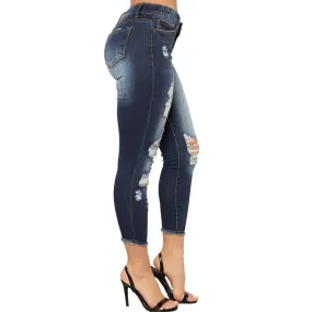 FashionSierra - Women's knee ripped skinny cropped lifting jeans