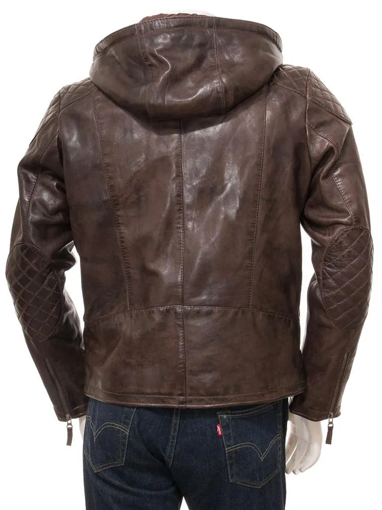 George Brown Removable Hooded Leather Jacket