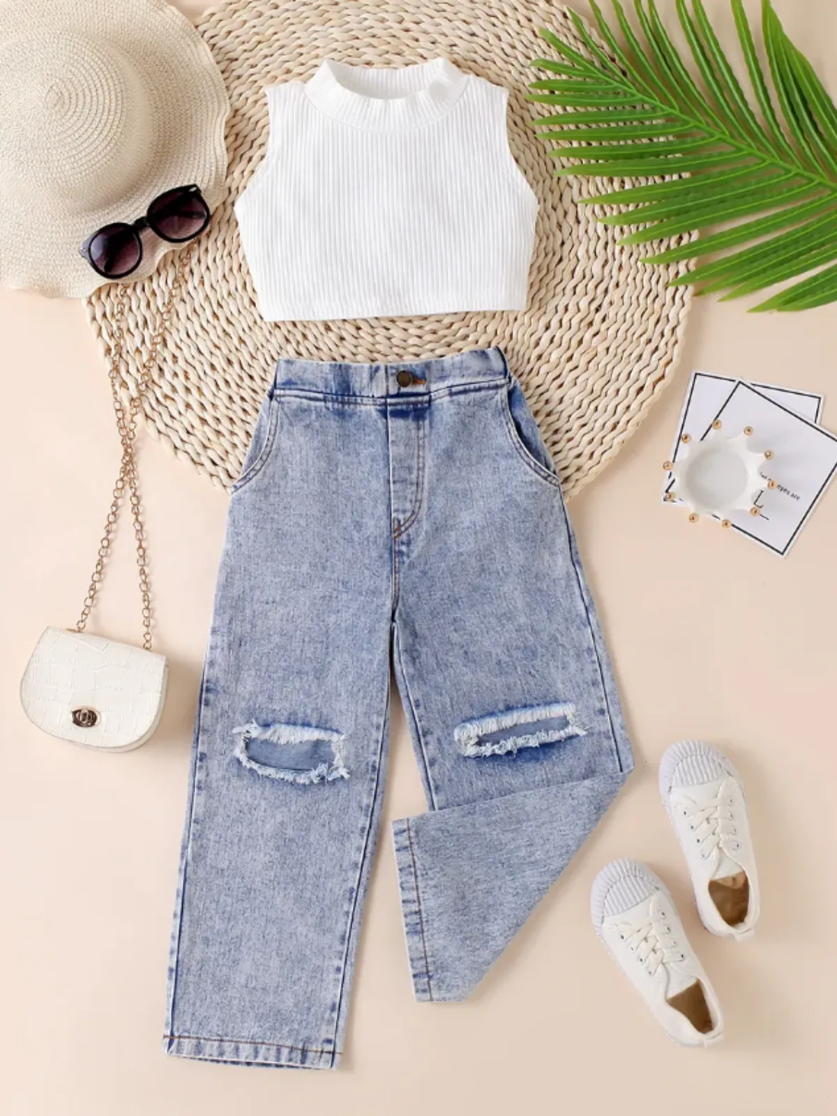 It-Girl Attitude Ripped Denim Jeans Set