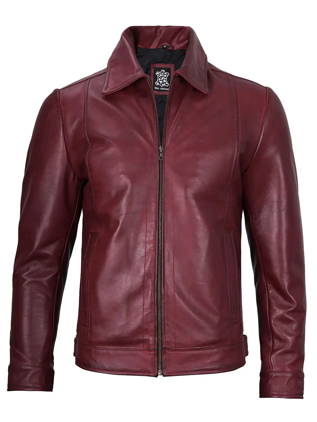 Jose Maroon Leather Biker Jacket