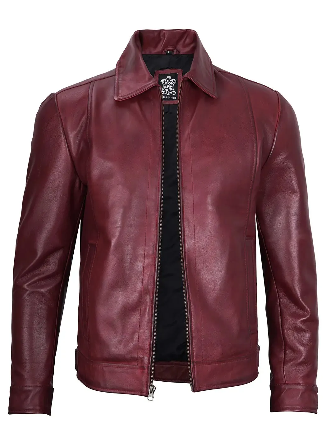 Jose Maroon Leather Biker Jacket