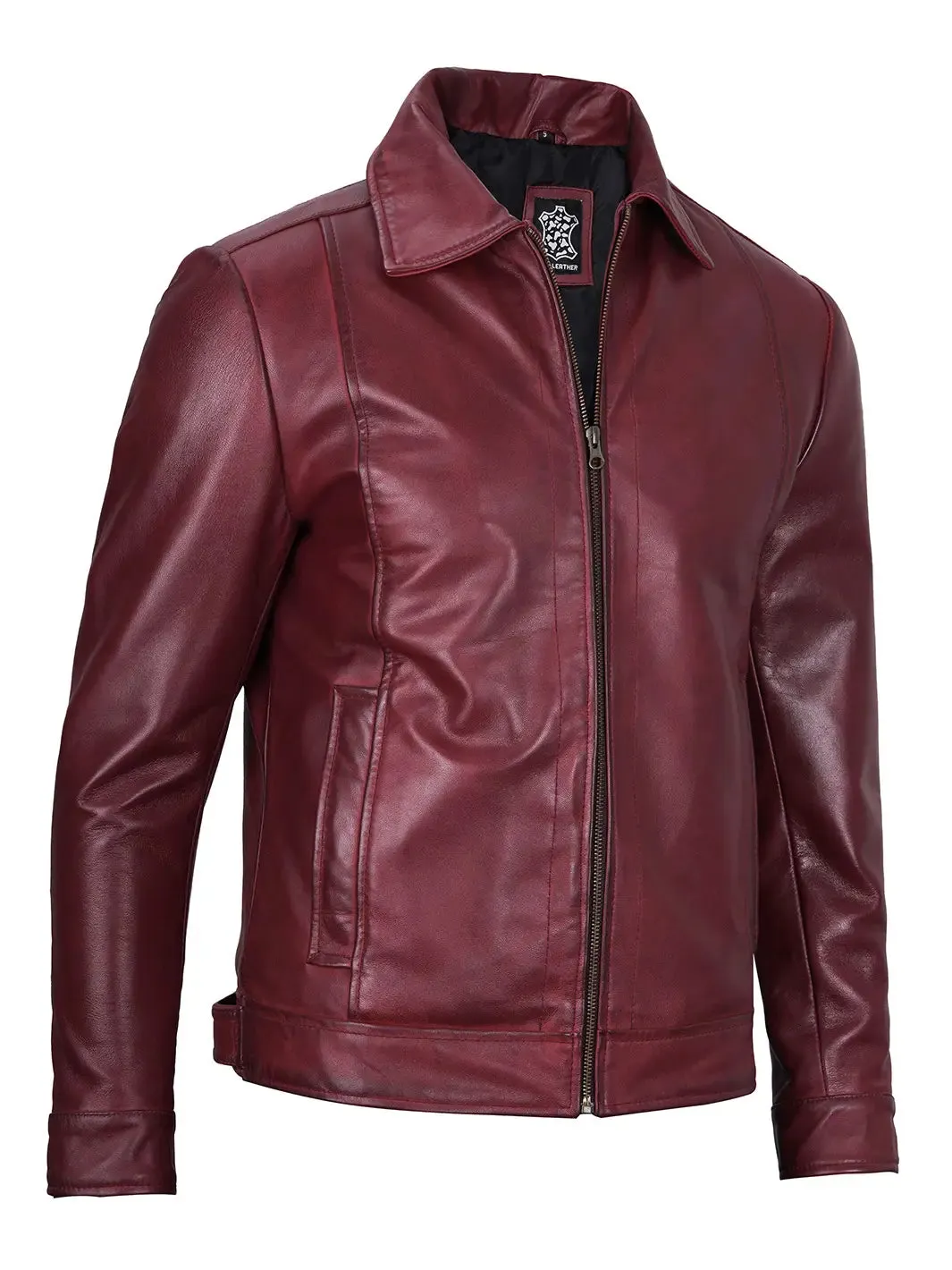 Jose Maroon Leather Biker Jacket