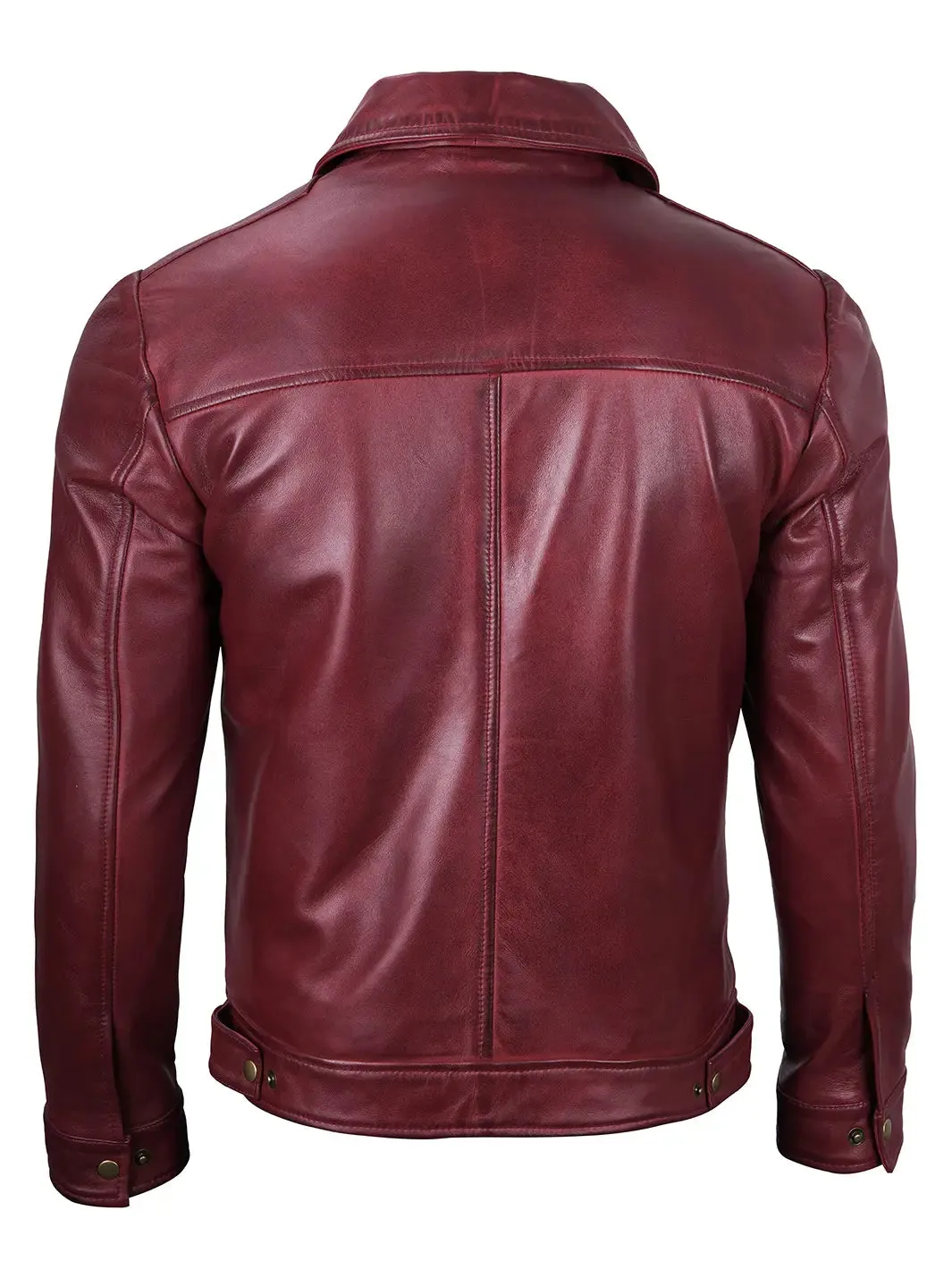 Jose Maroon Leather Biker Jacket