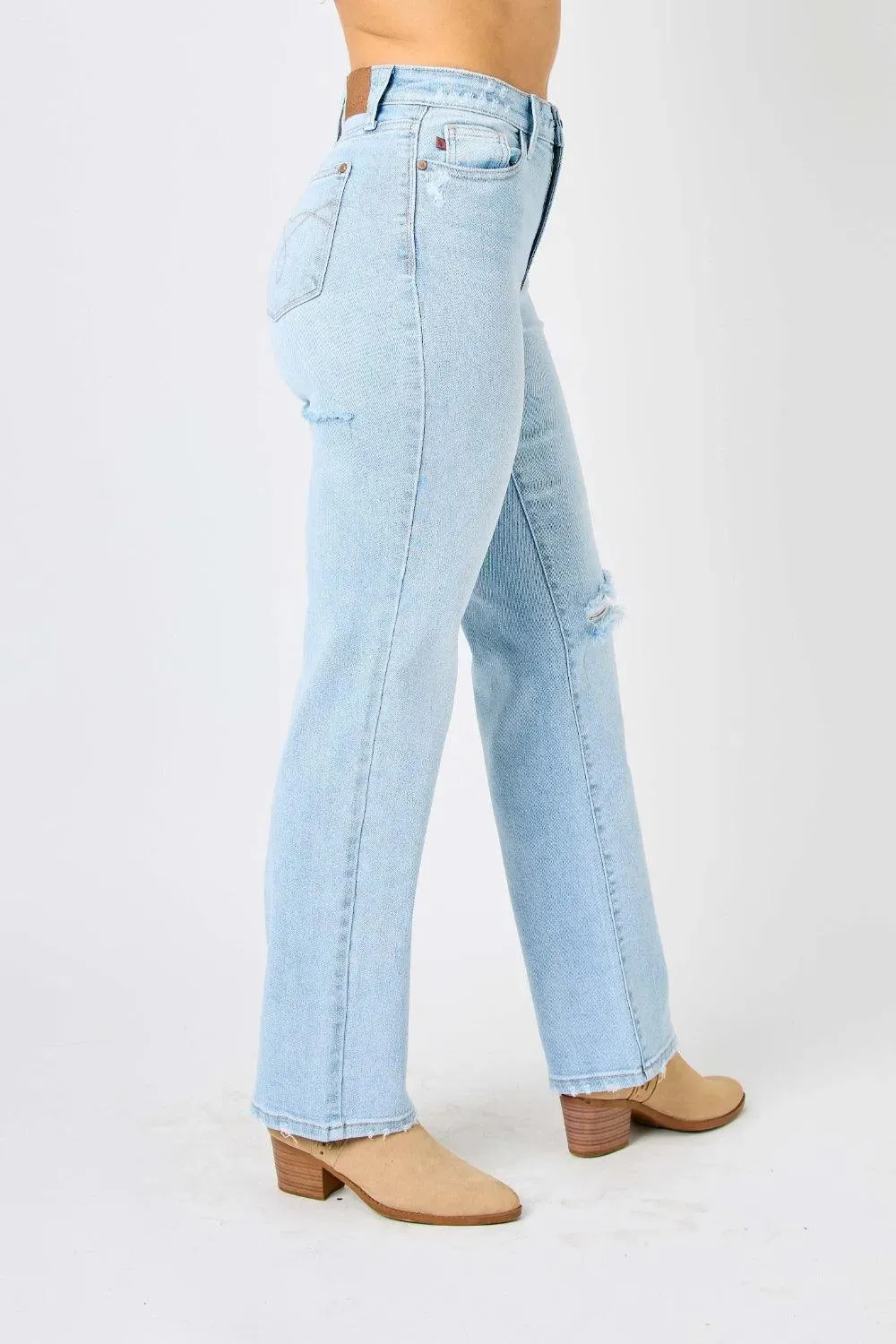 Judy Blue High Waist Distressed Straight Jeans