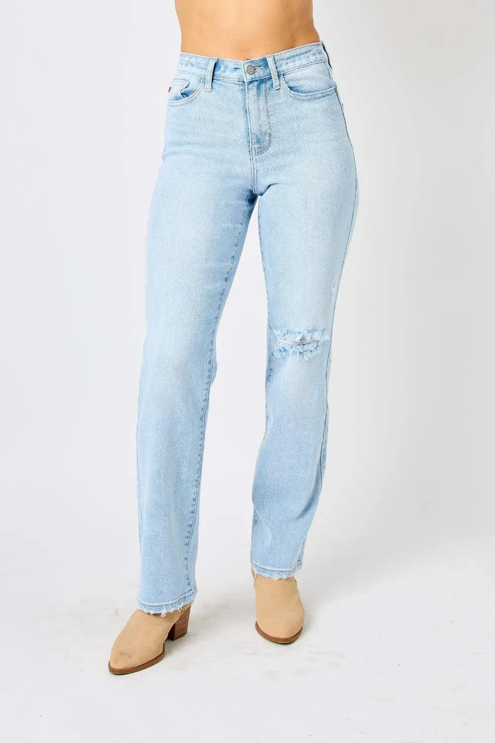 Judy Blue High Waist Distressed Straight Jeans