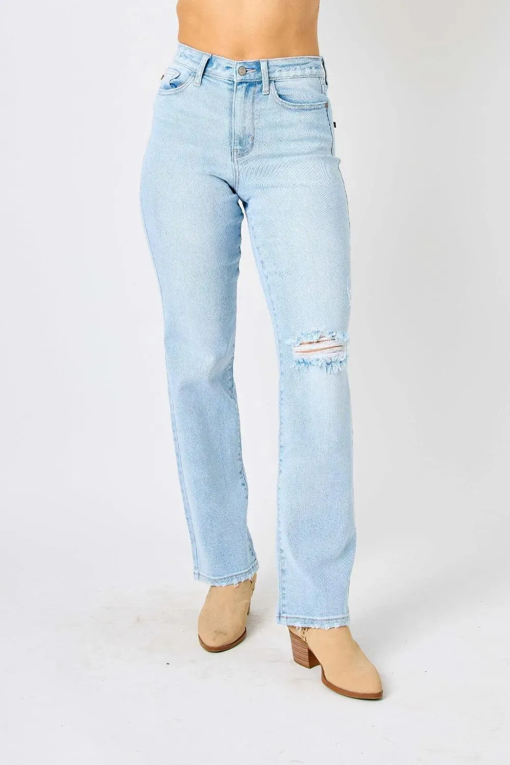 Judy Blue High Waist Distressed Straight Jeans