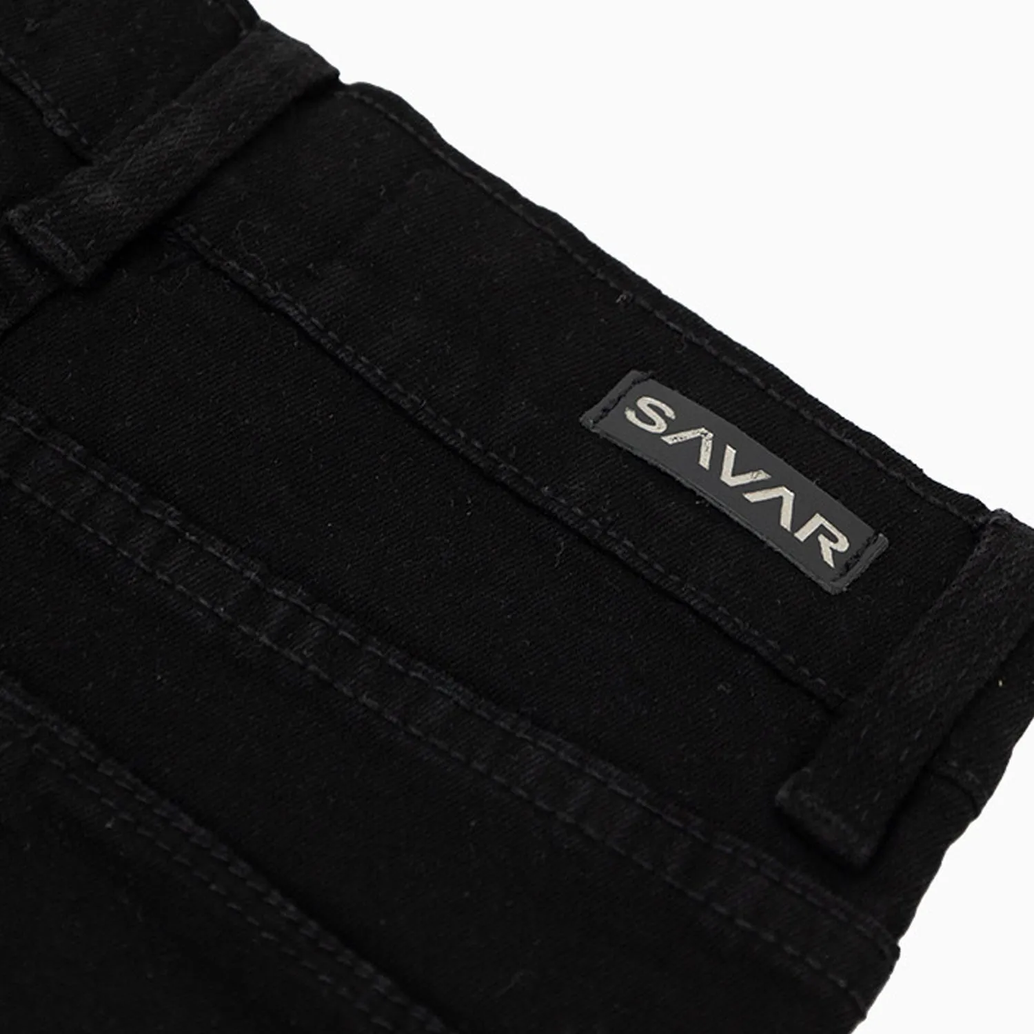 Kid's Savar Jet Black Slim Denim Ripped Jeans Pant