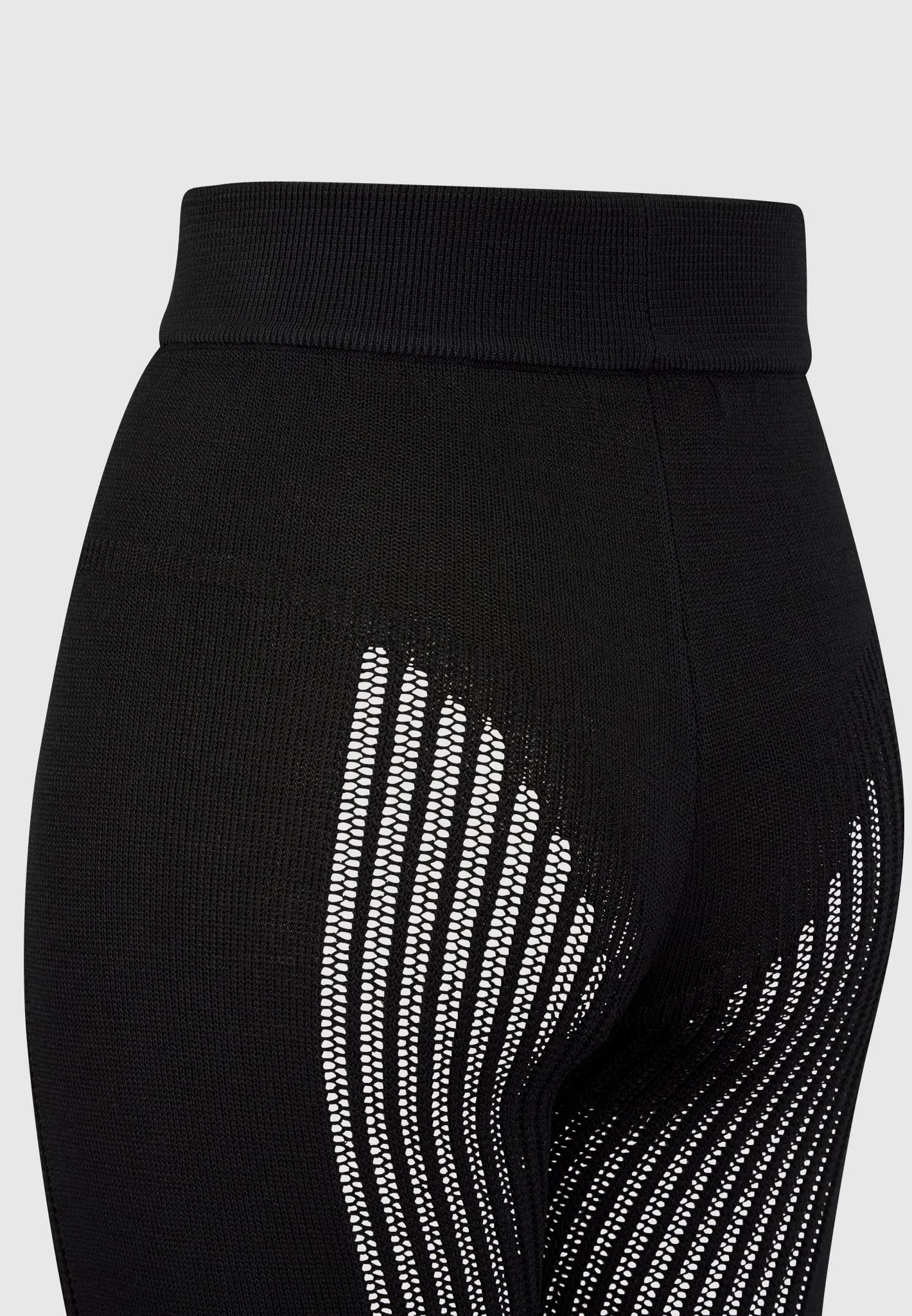 Knitted High Waisted Leggings - Black