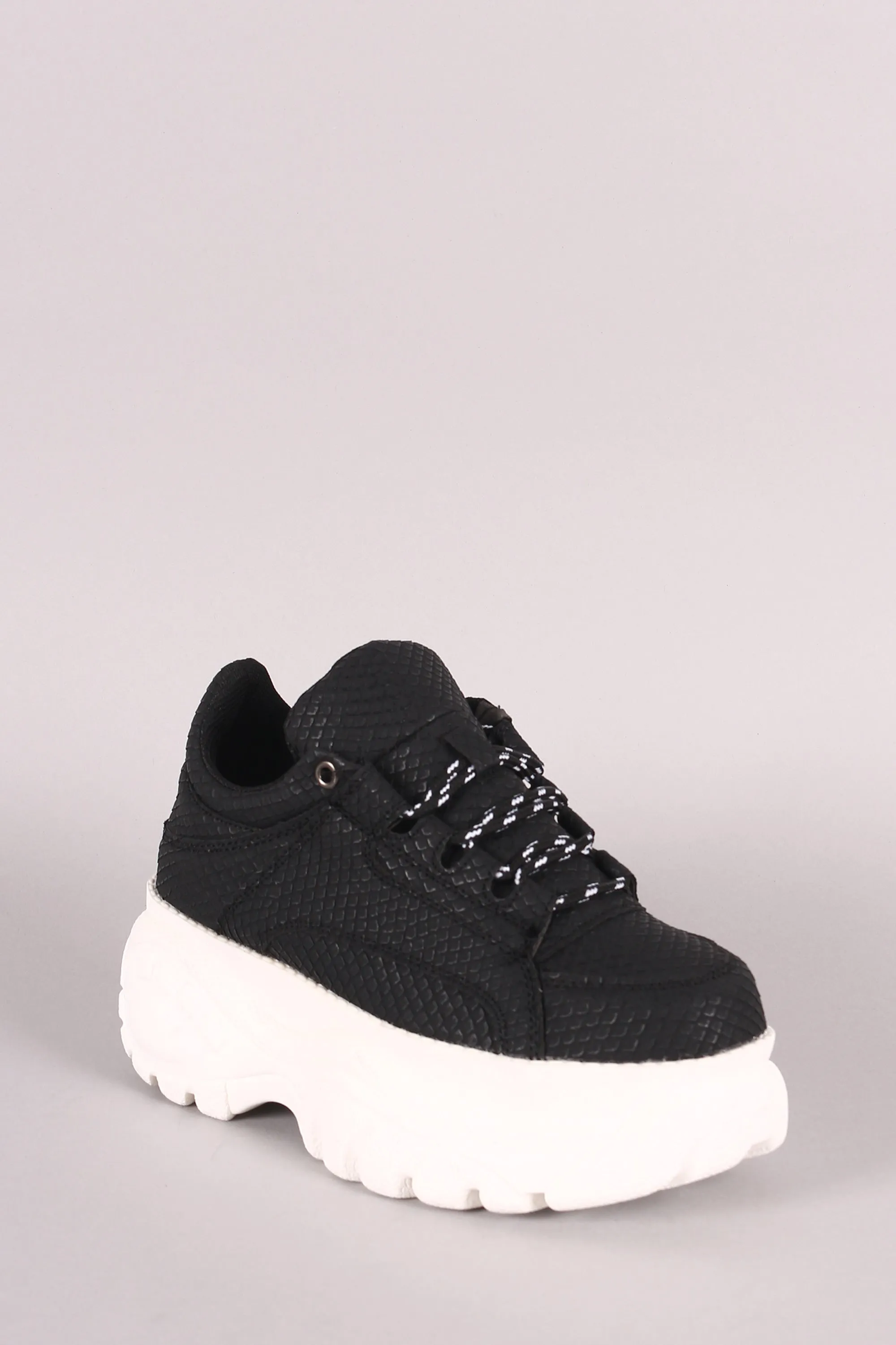 Lace Up Low Top Lug Sole Platform Sneaker