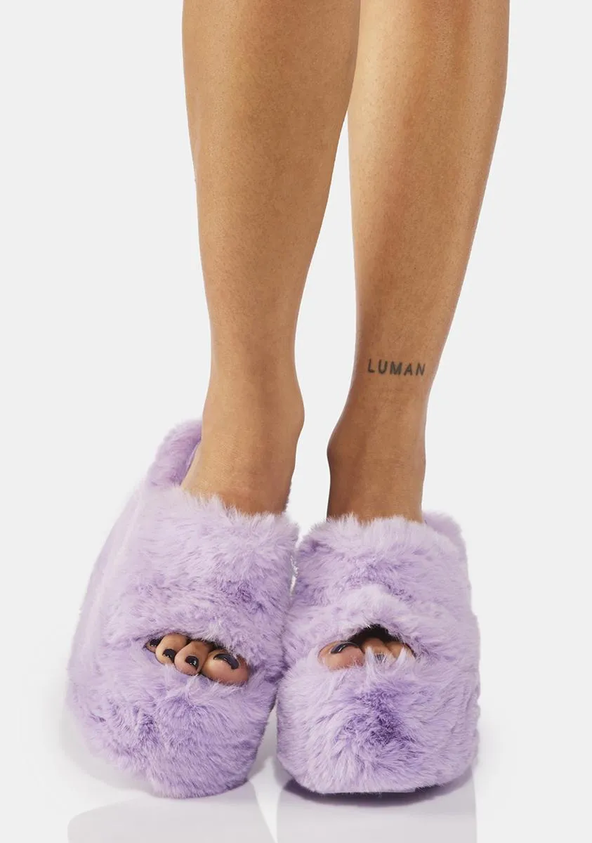 Lavender Gravity Faux Fur Sandals