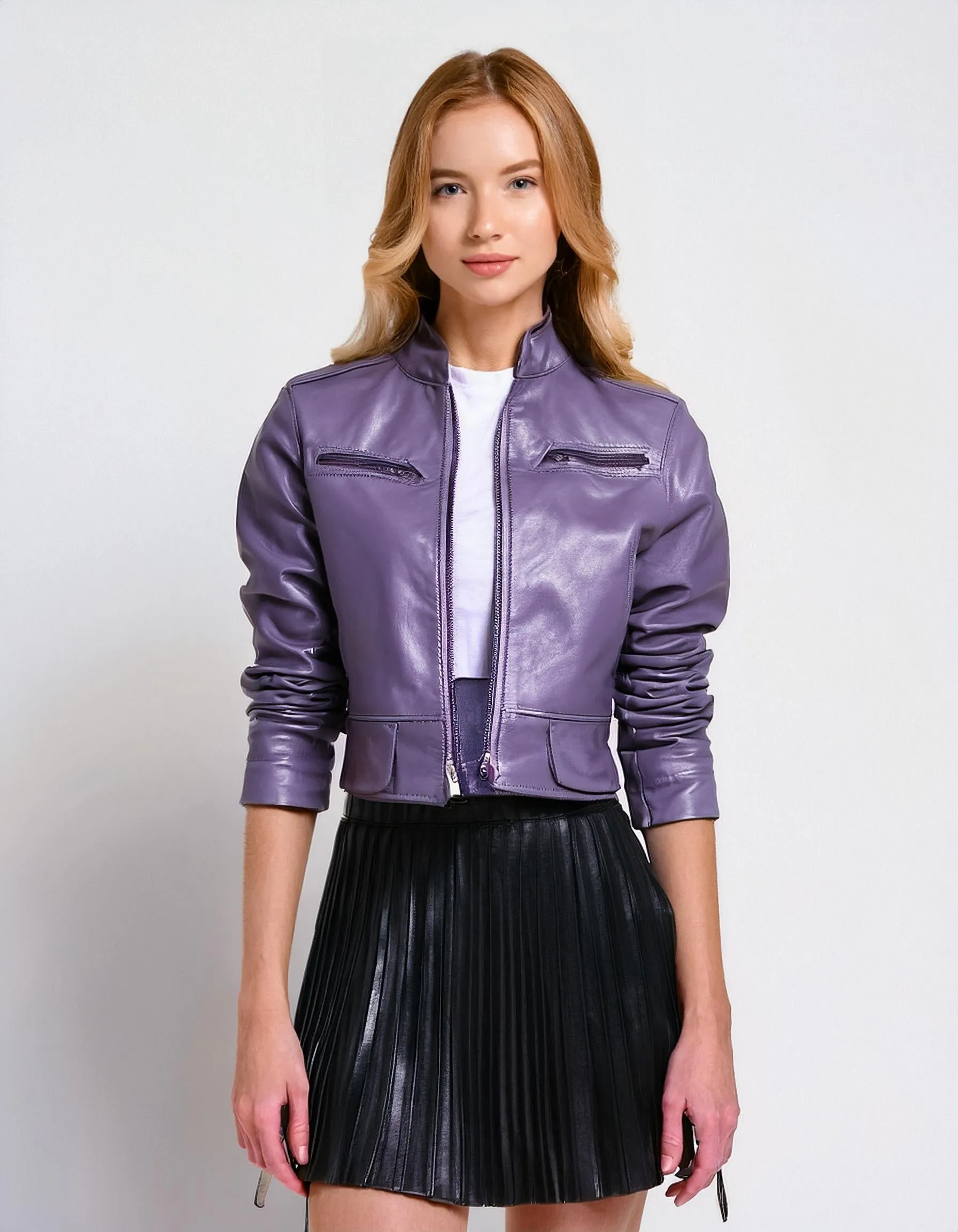 Light Purple Leather Jacket