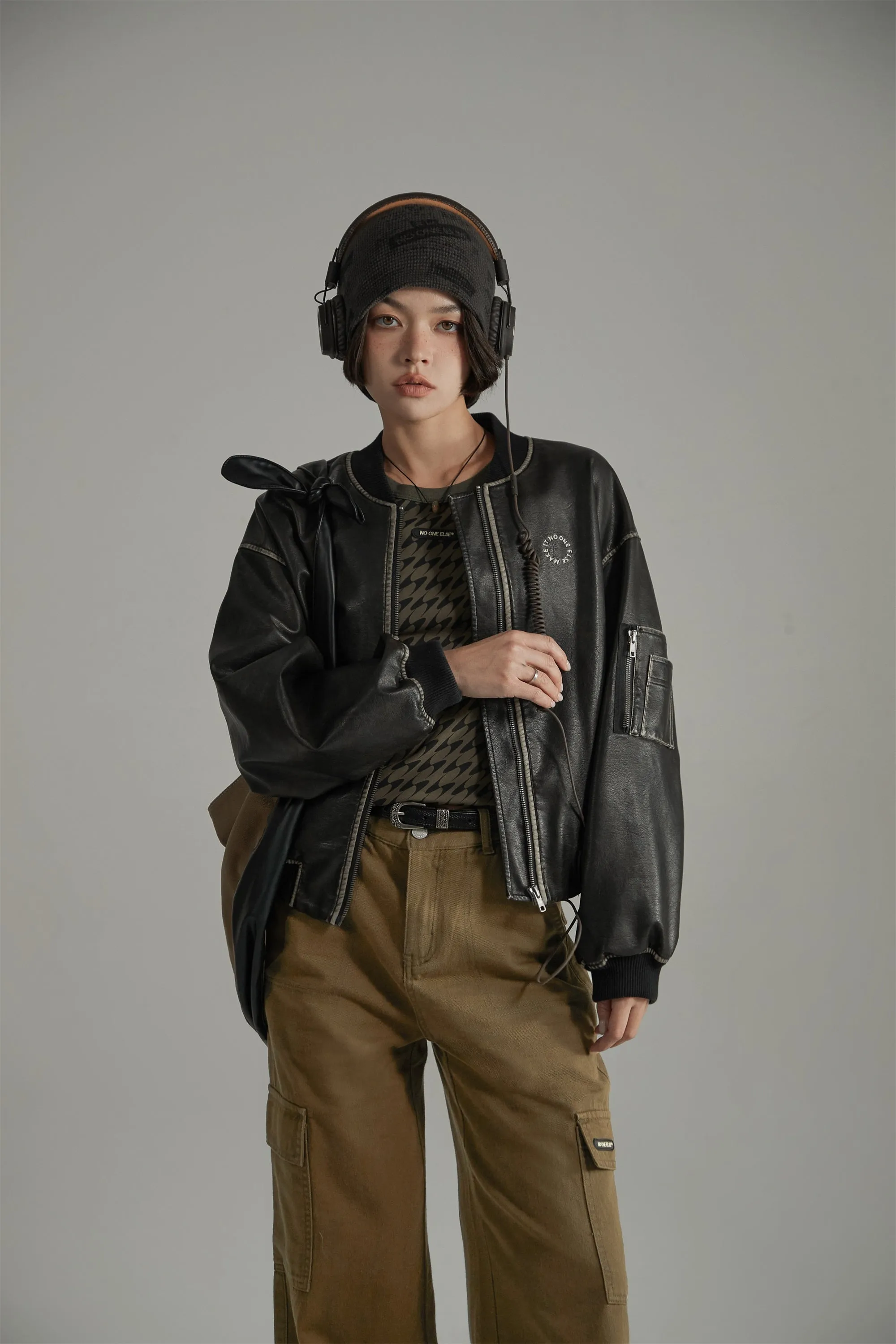 Lined Leather Boxy Jacket