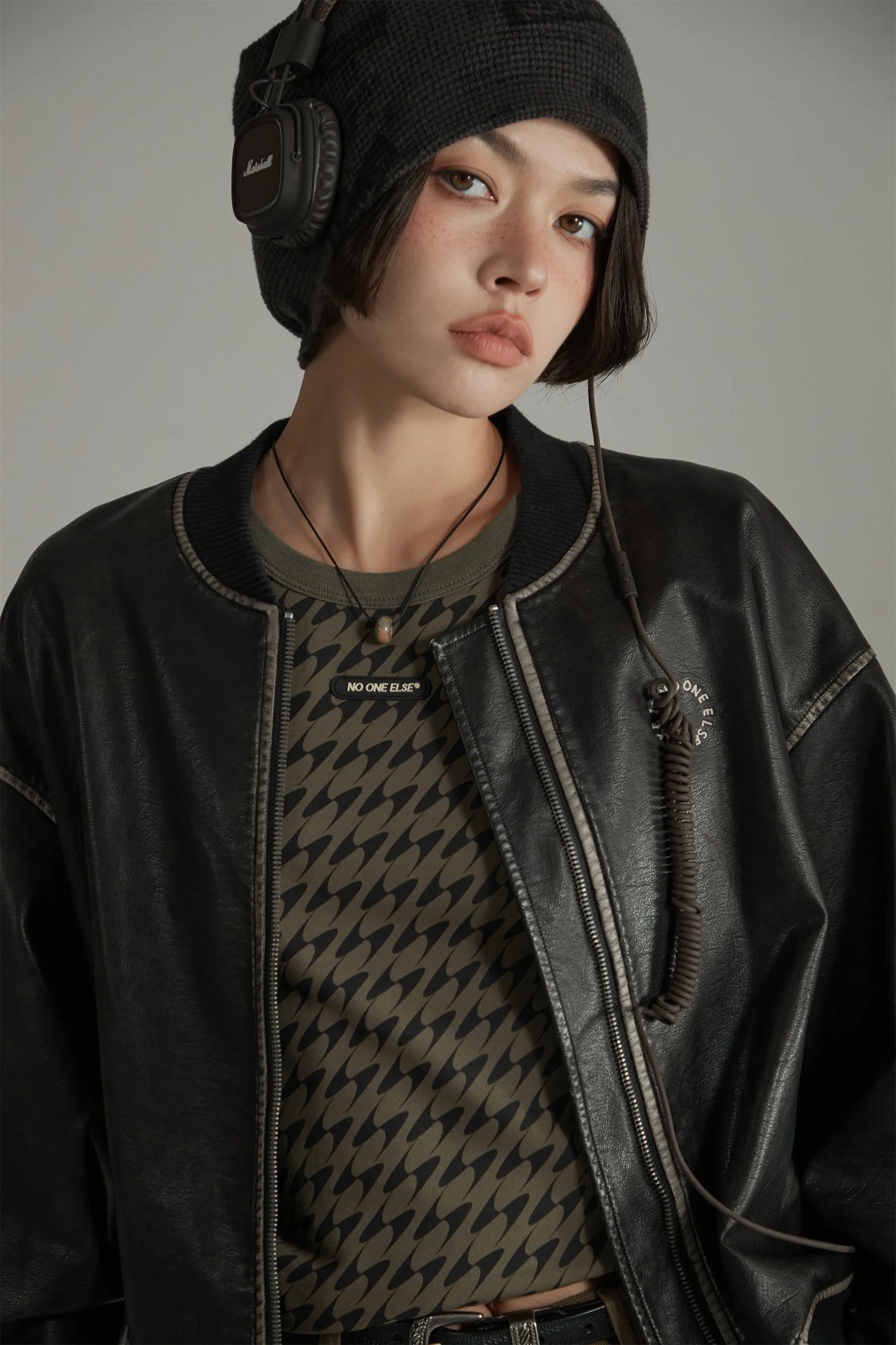 Lined Leather Boxy Jacket