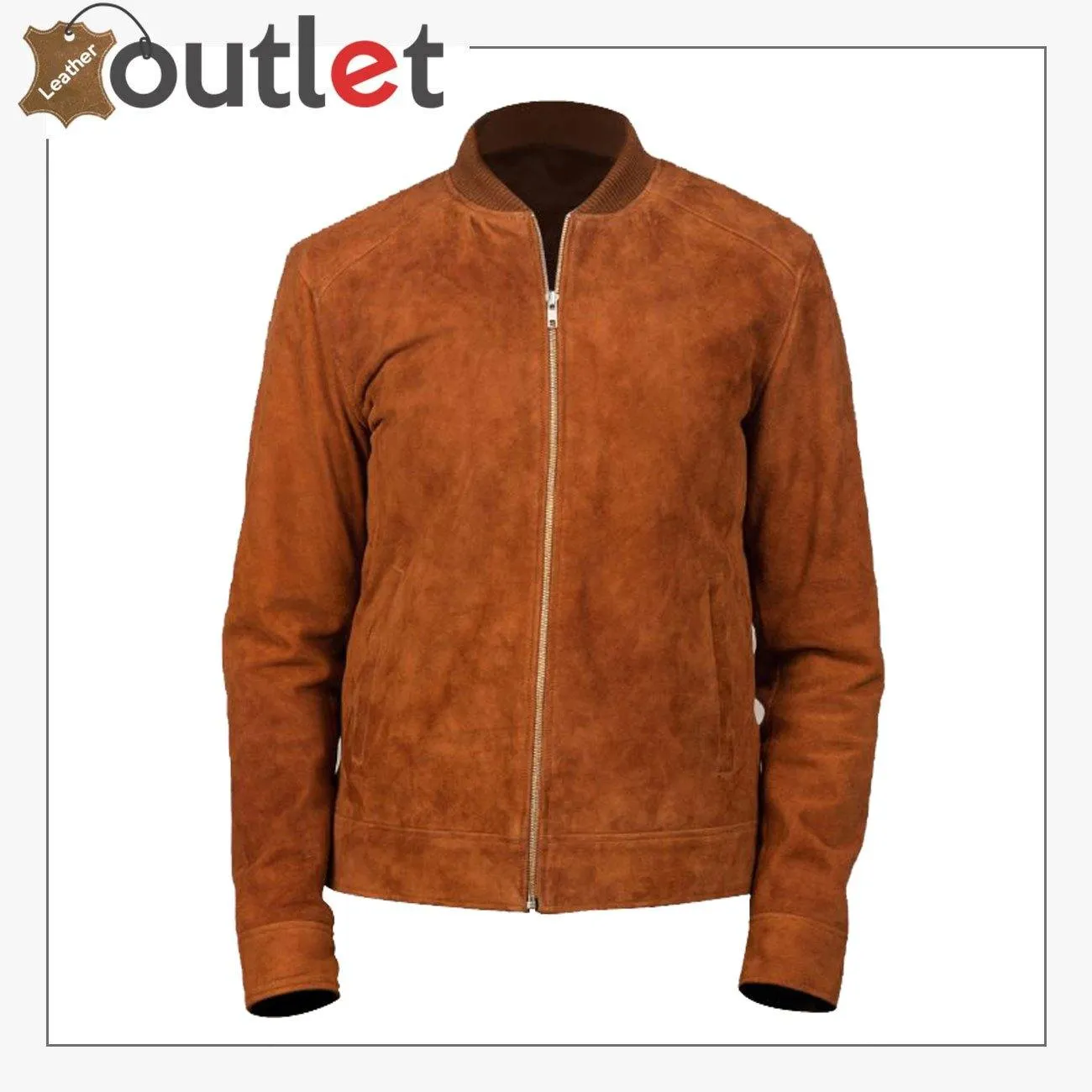 Men Brown Bomber Suede Jacket