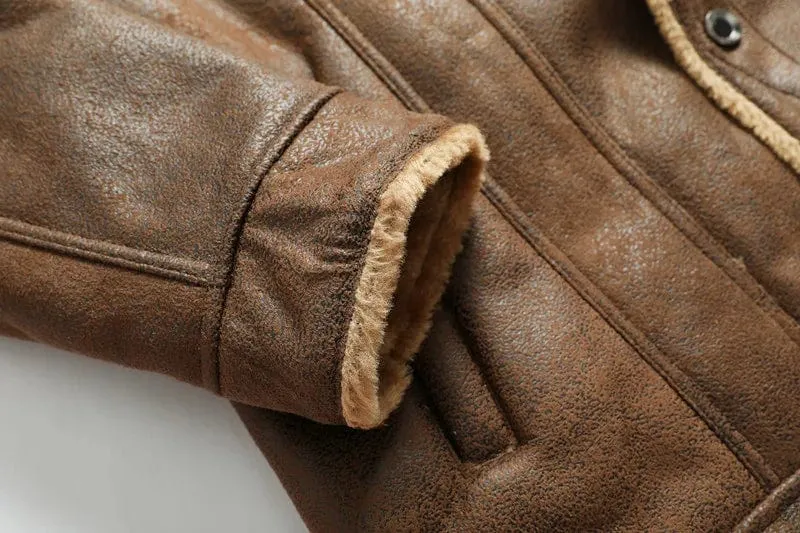 Men Suede Leather Coat High-quality  Thicken Warm Leather Jacket