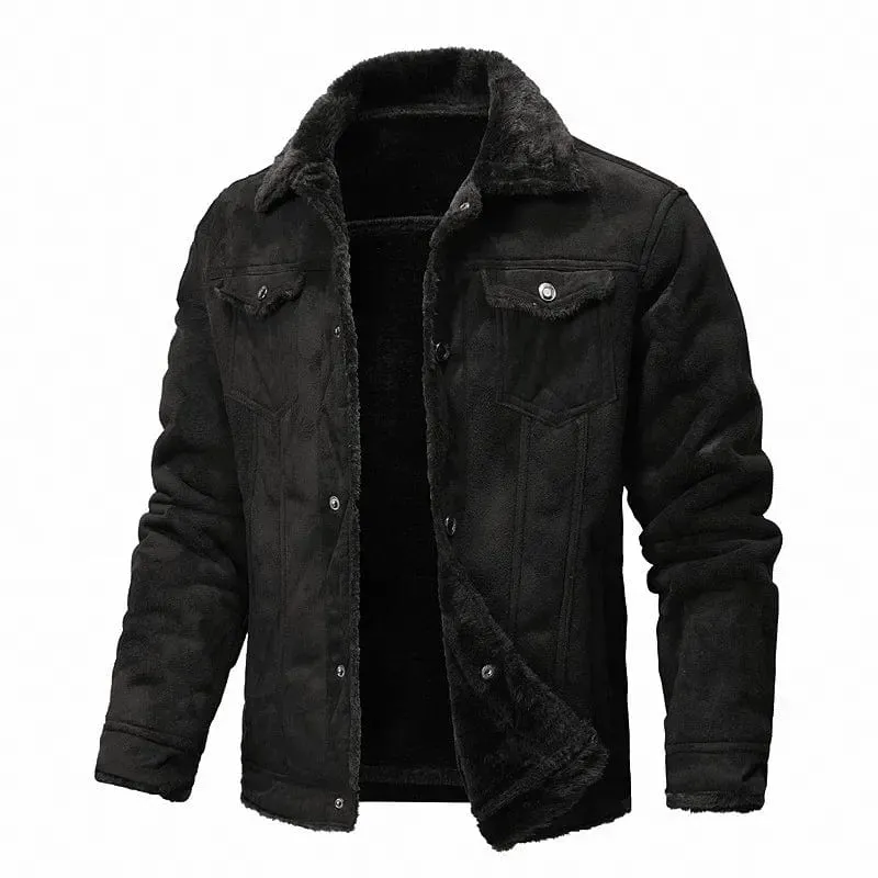 Men Suede Leather Coat High-quality  Thicken Warm Leather Jacket