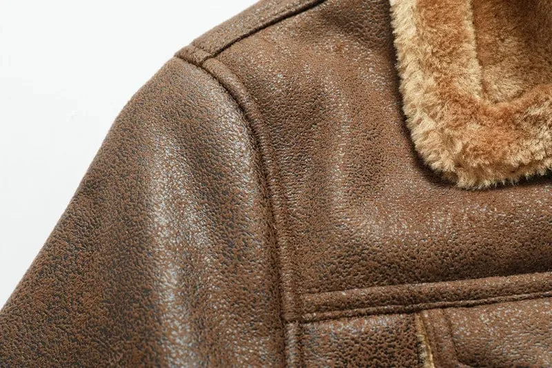 Men Suede Leather Coat High-quality  Thicken Warm Leather Jacket