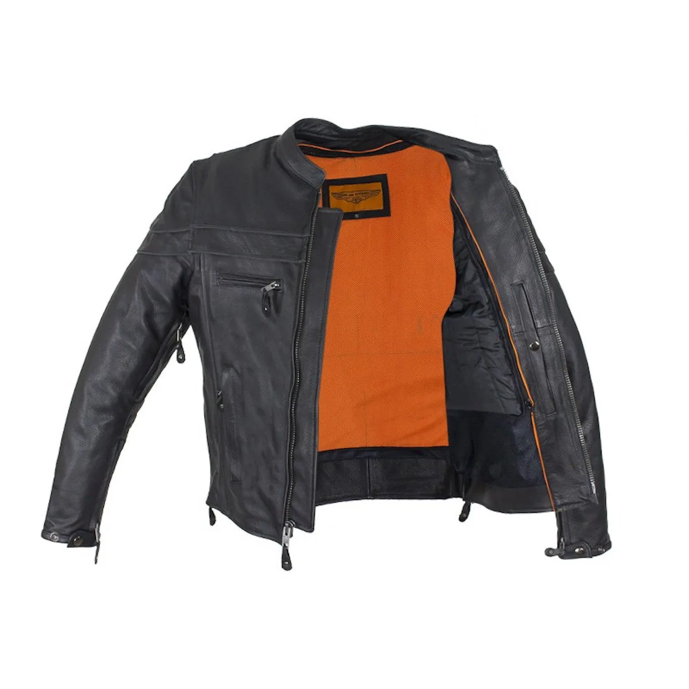 Mens Naked Leather Cruising Jacket With Front And Back Air Vents Gun Pockets