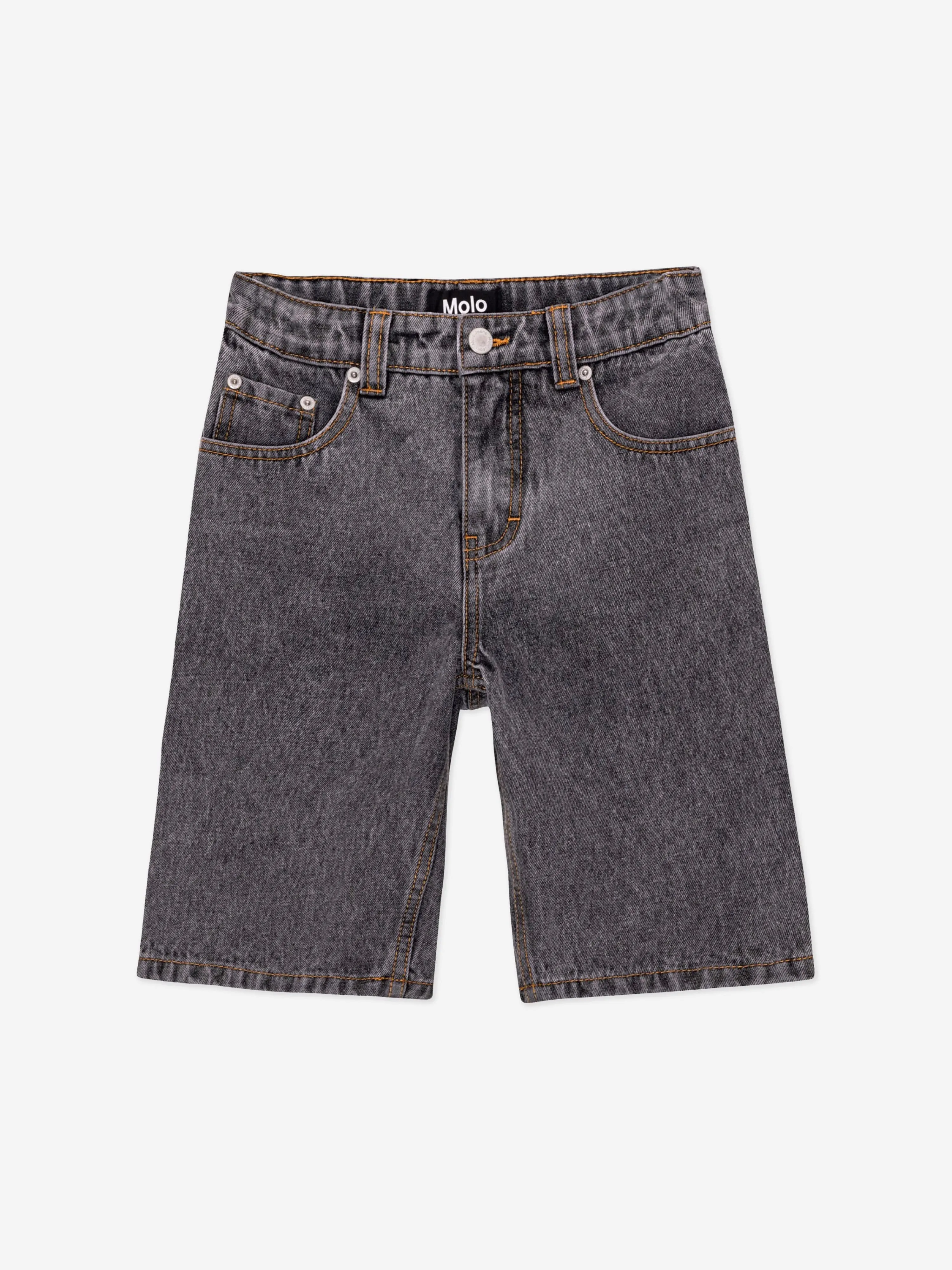 Molo Boys Washed Denim Shorts in Black