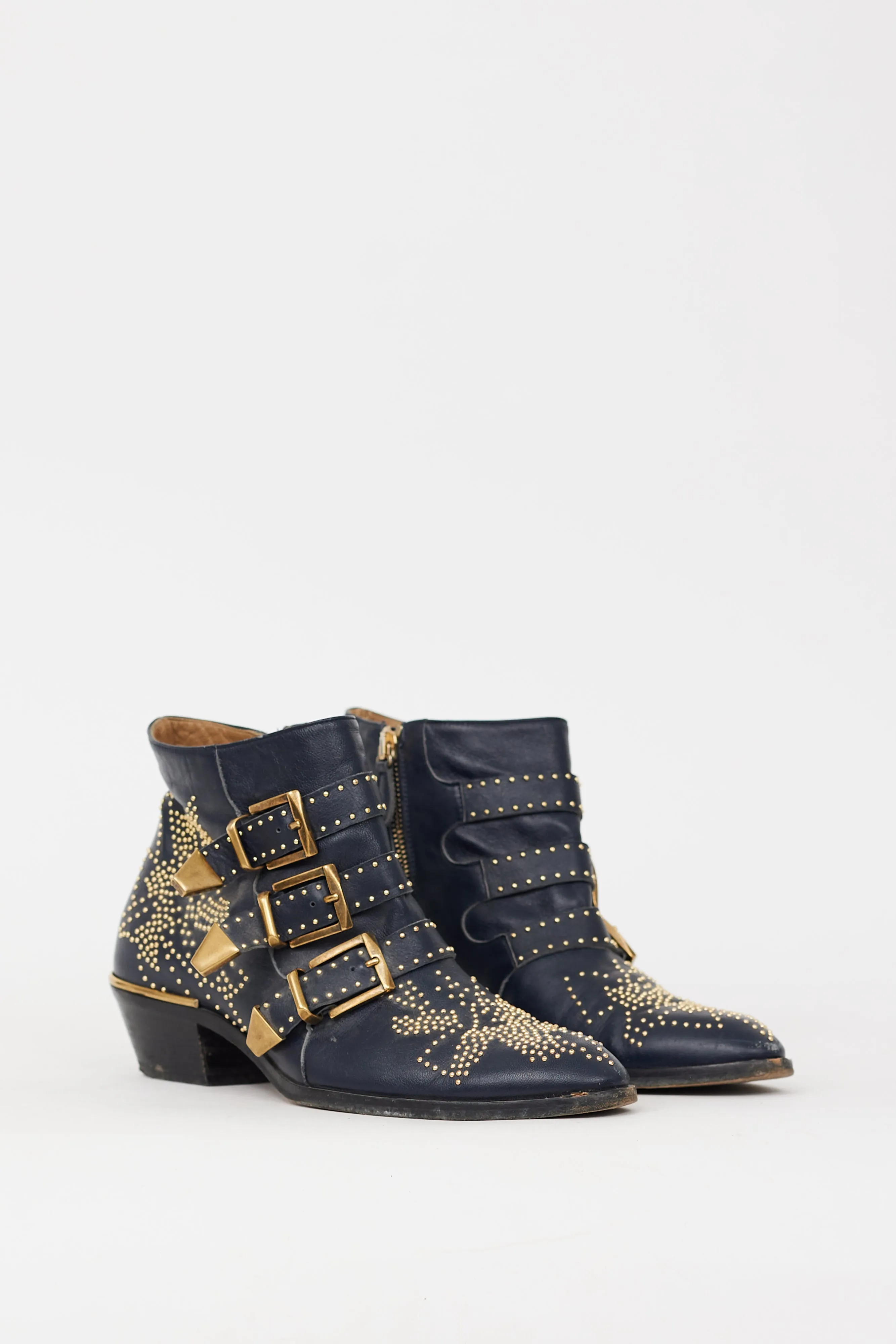 Navy & Gold Studded Susanna Boot