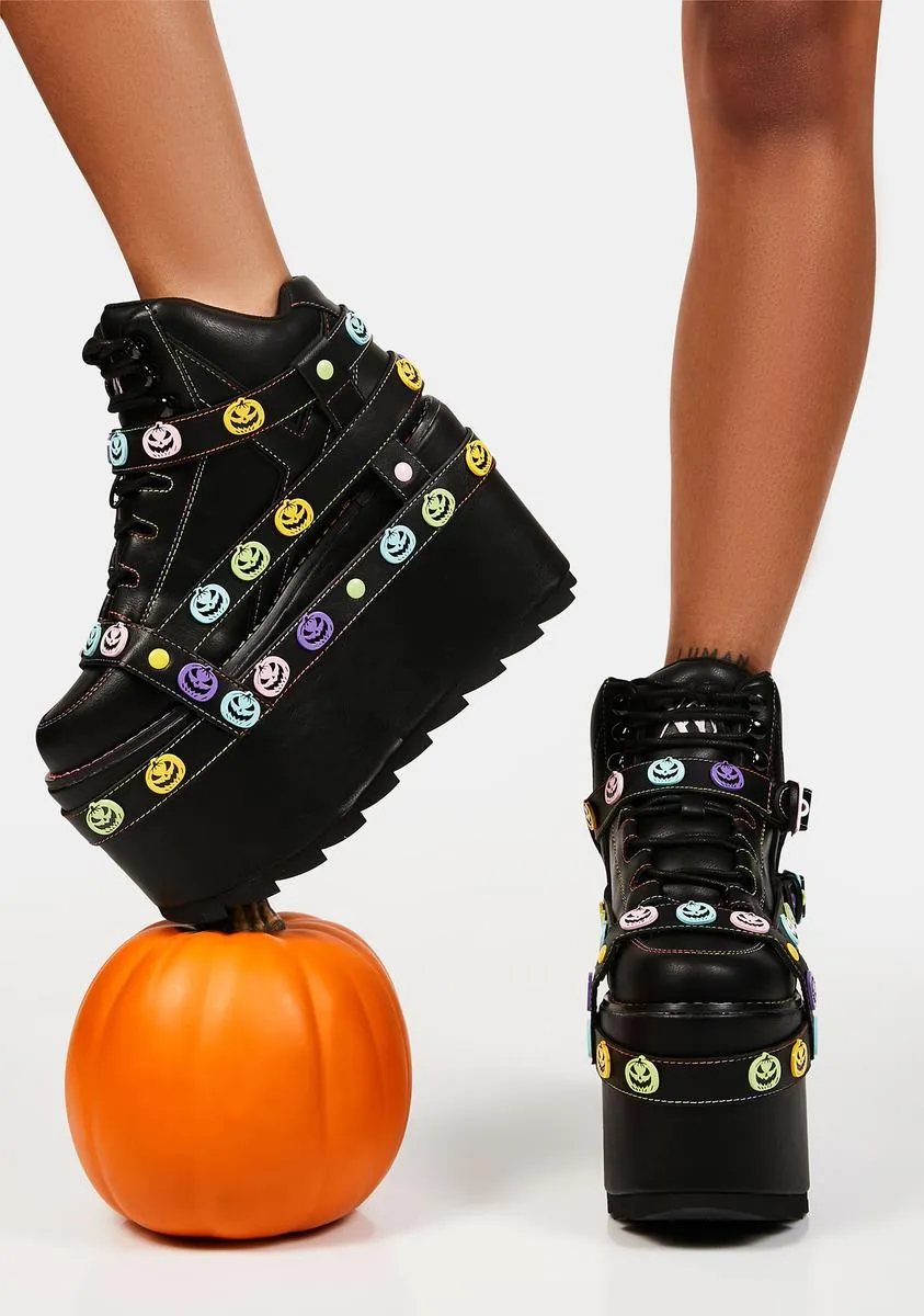 Pastel Qozmo Bondage Jack-O-Lantern Platform Sneakers