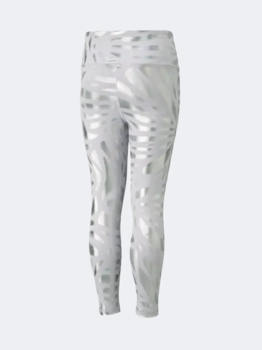 Puma  Nova Shine Printed Girls Lifestyle Tight Silver Grey