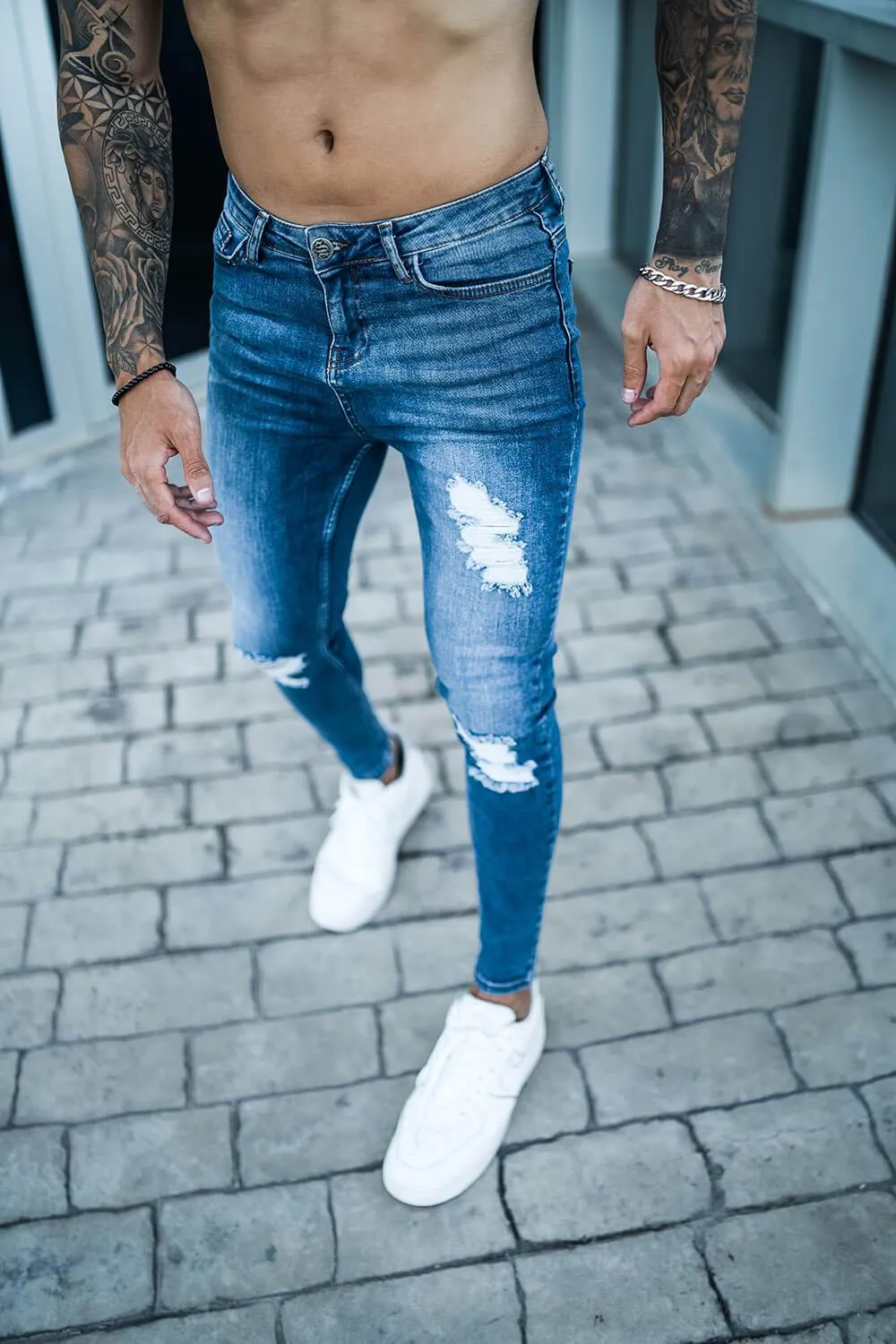 Rip & Repair Jeans - Dark Blue