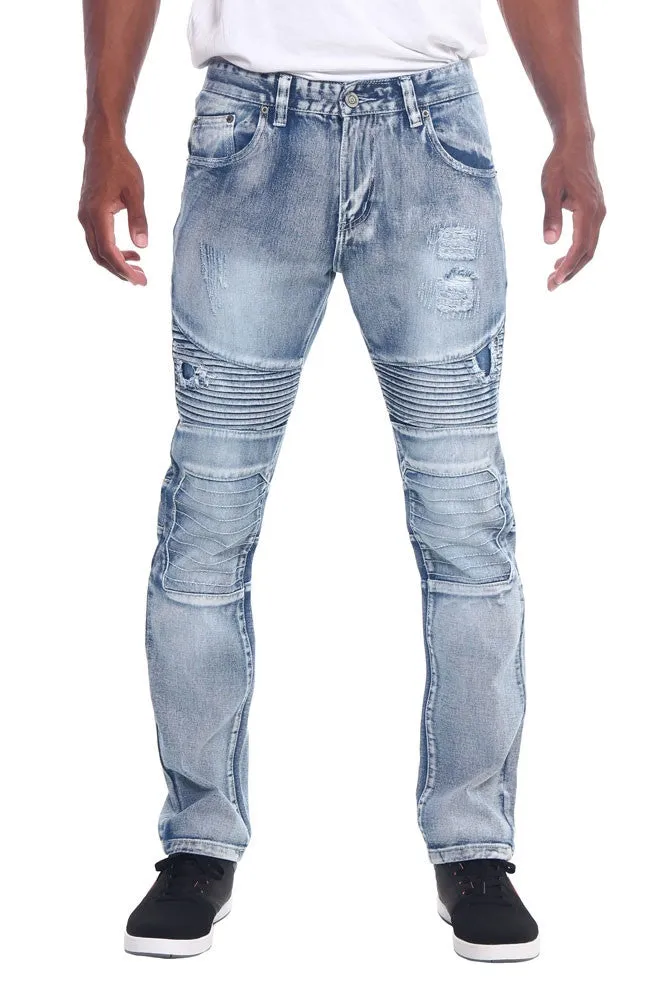 Ripped Slim Fit Moto Style Jeans