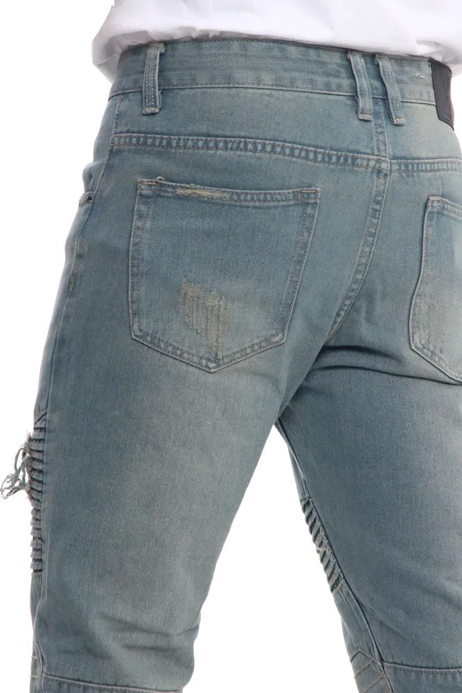 Ripped Slim Fit Moto Style Jeans