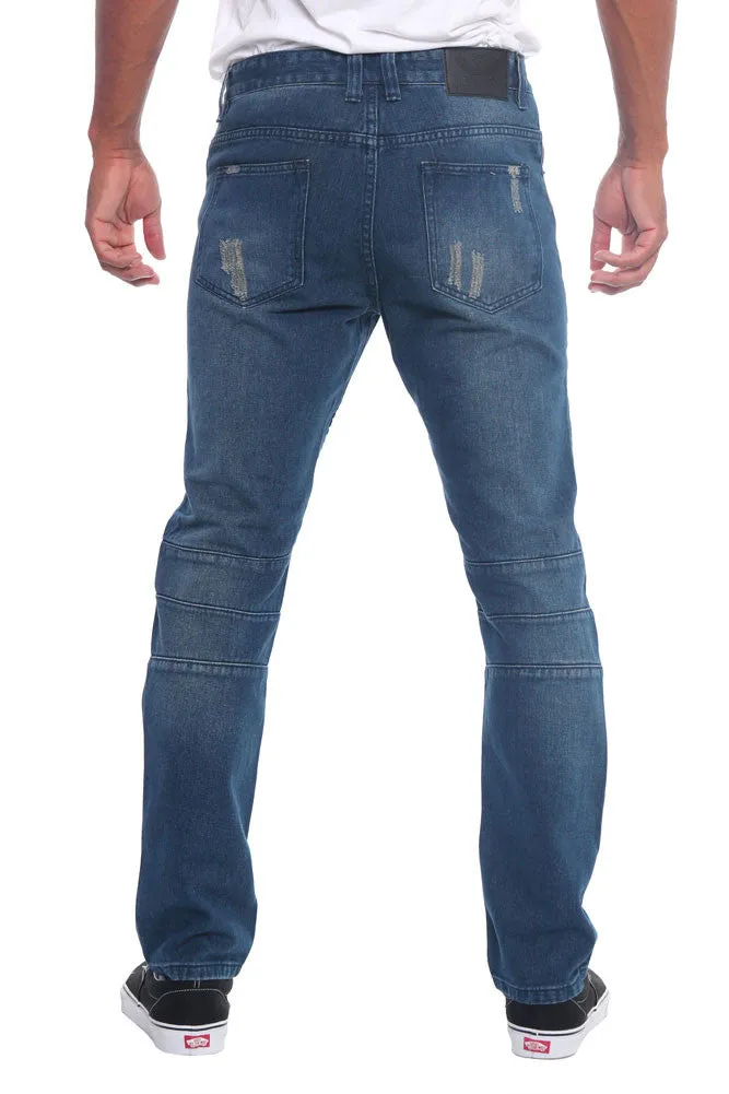 Ripped Slim Fit Moto Style Jeans