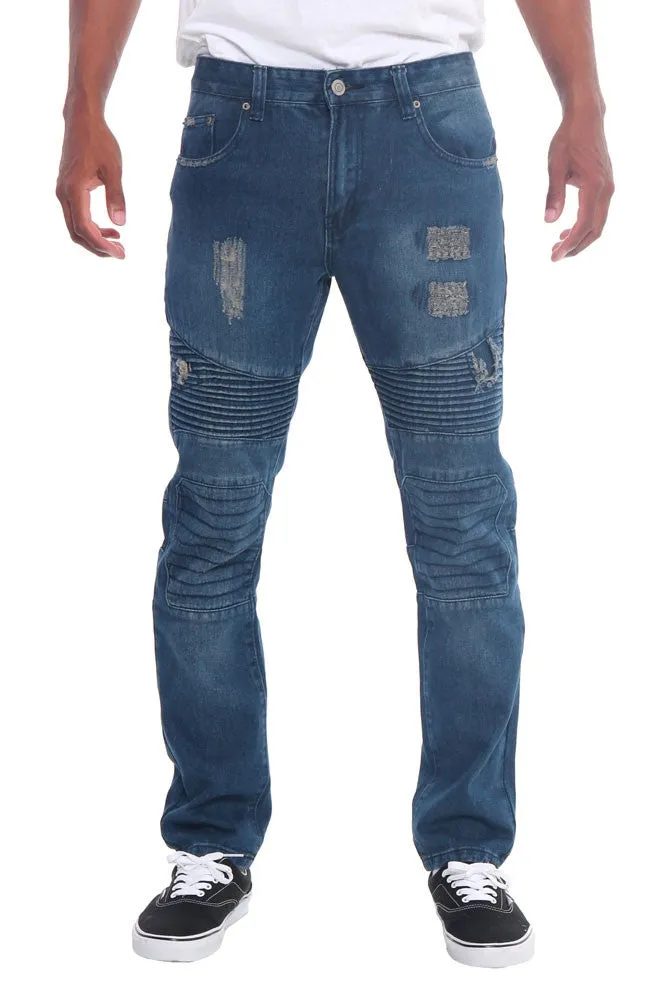 Ripped Slim Fit Moto Style Jeans