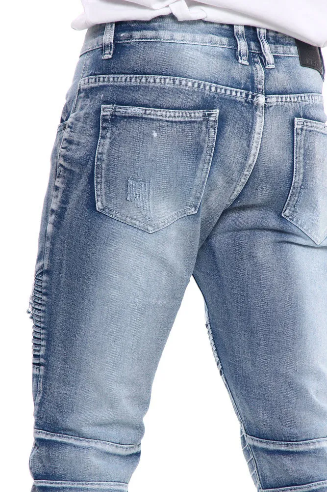 Ripped Slim Fit Moto Style Jeans